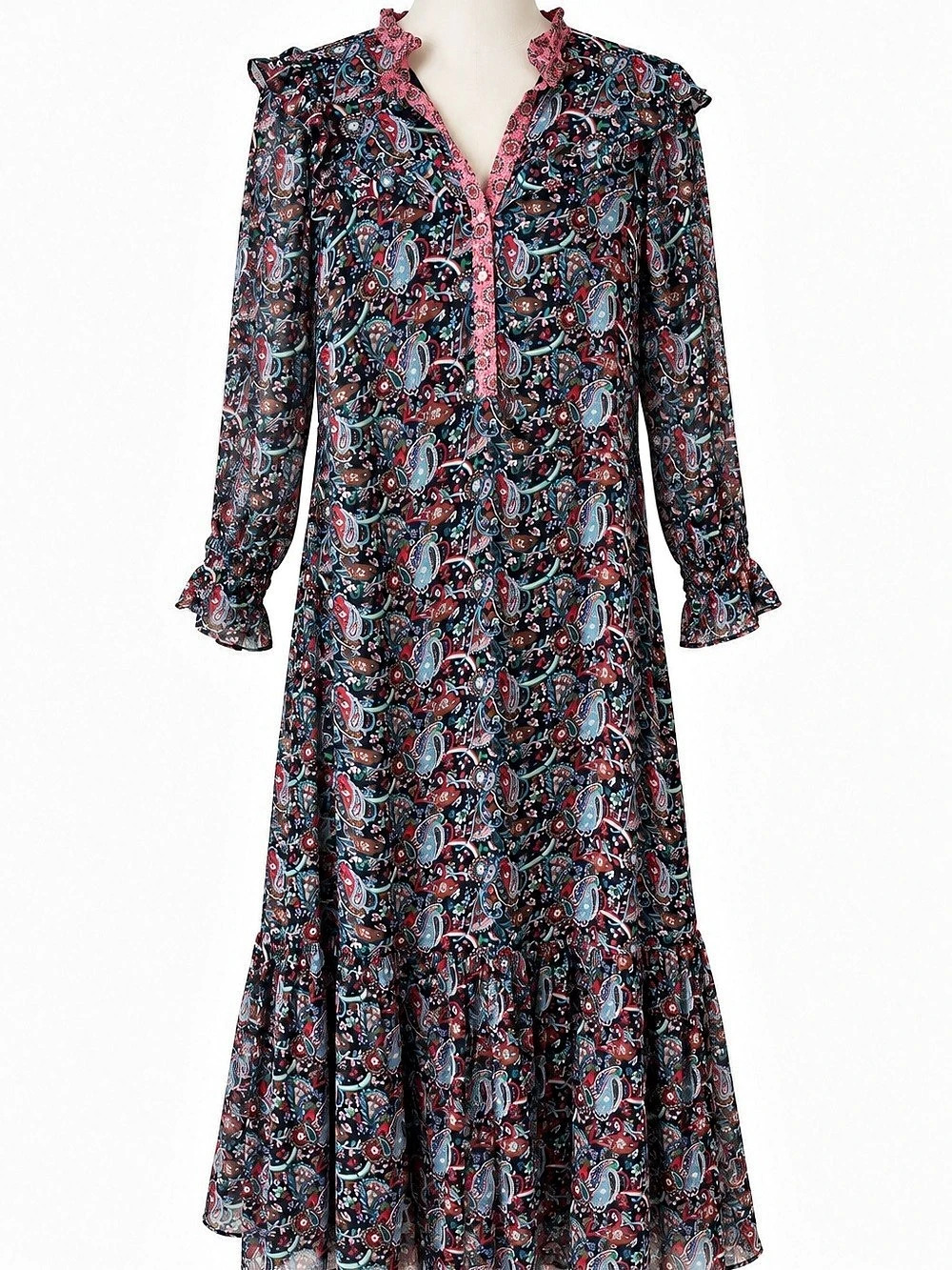 Golden Paisley Maxi Dress Size 14 Like New
